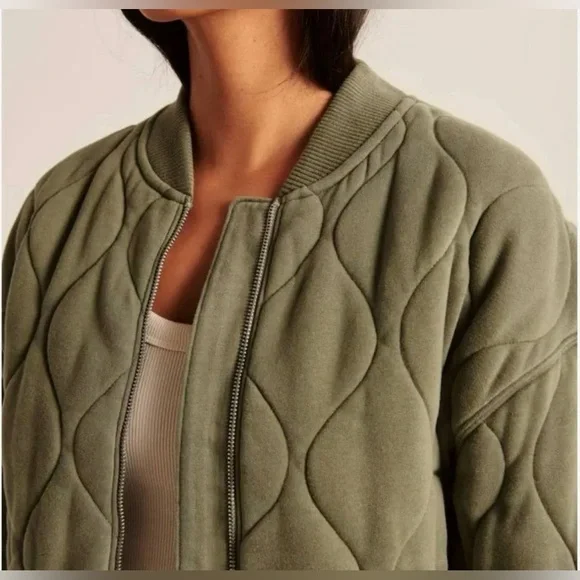 Abercrombie & Fitch Olive Bomber Jacket - Picture 2 of 9